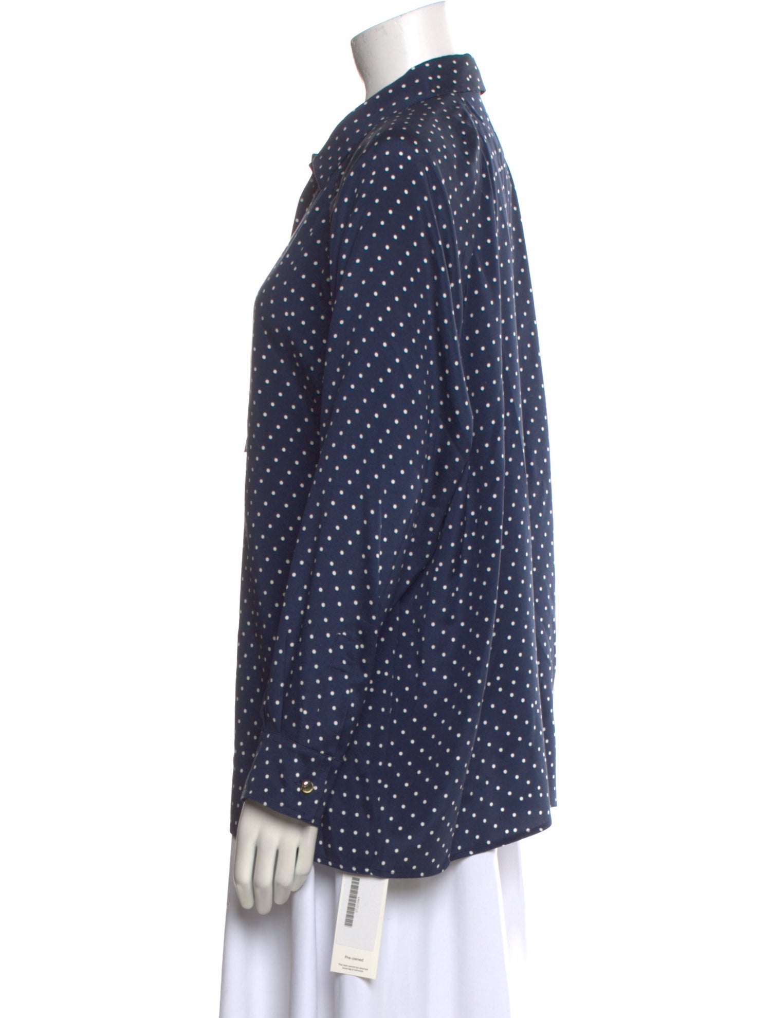 St. John Silk Polka Dot Print Button-Up Top