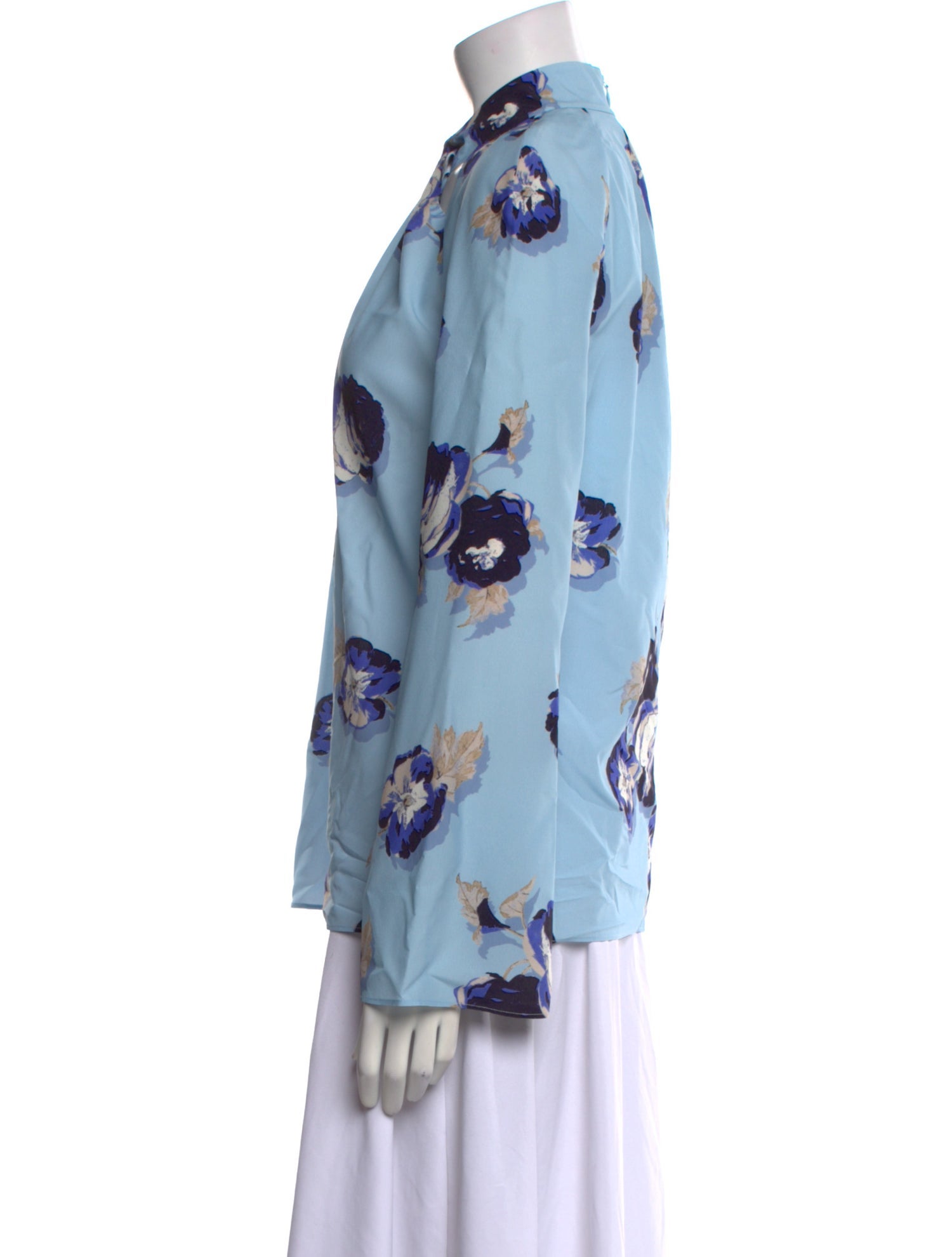 St. John Floral Print Mock Neck Blouse w/ Tags