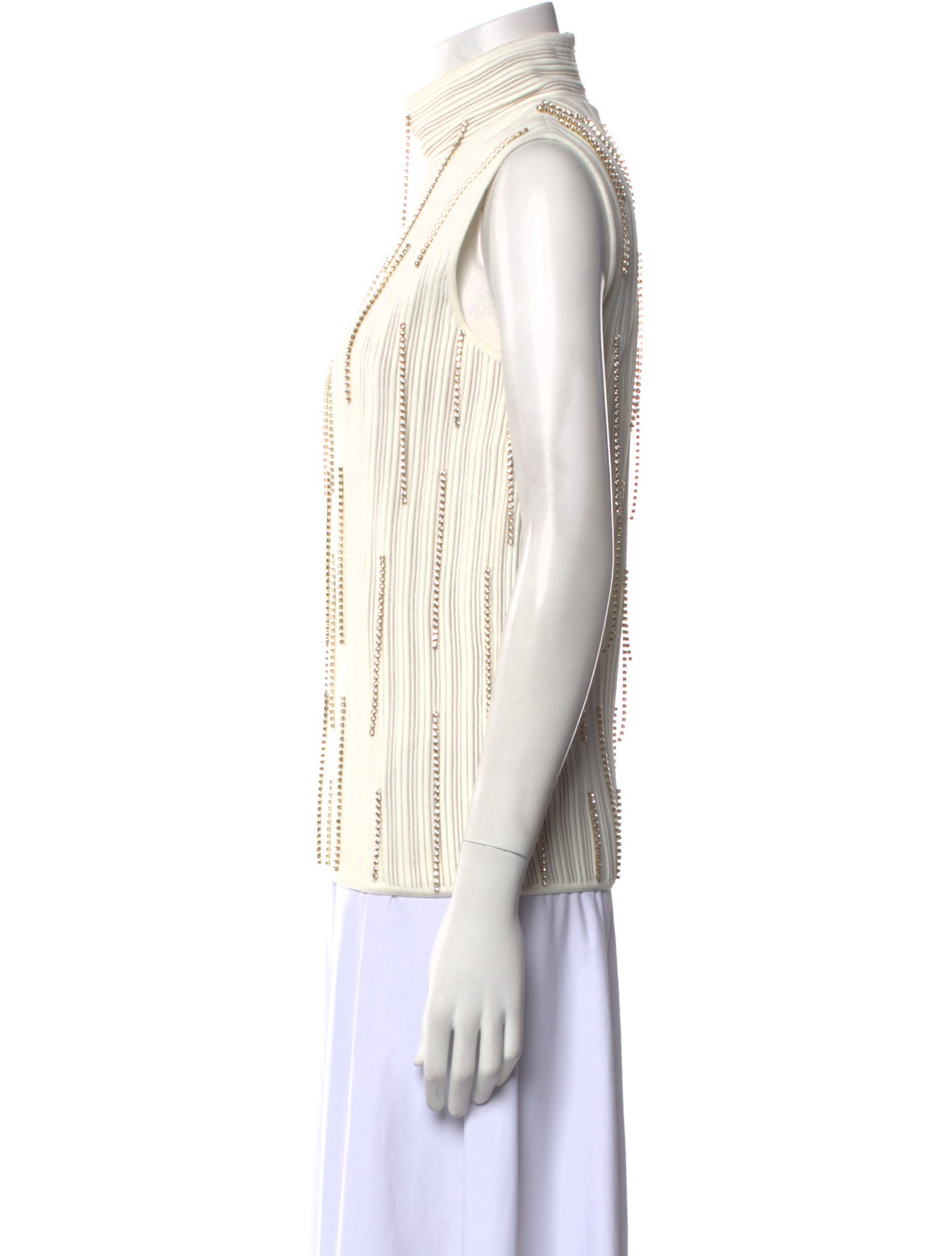 St. John Striped Mock Neck Top