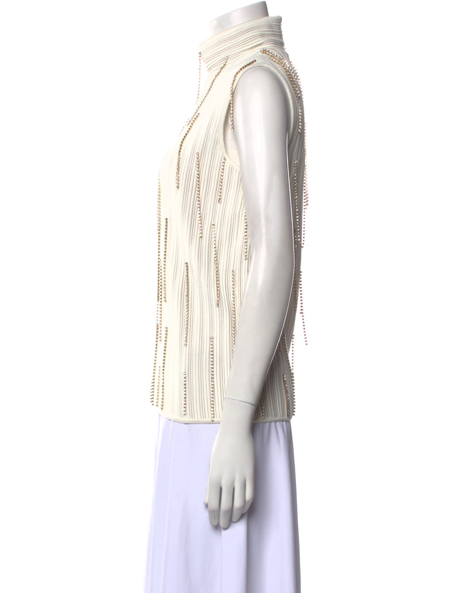 St. John Striped Mock Neck Top