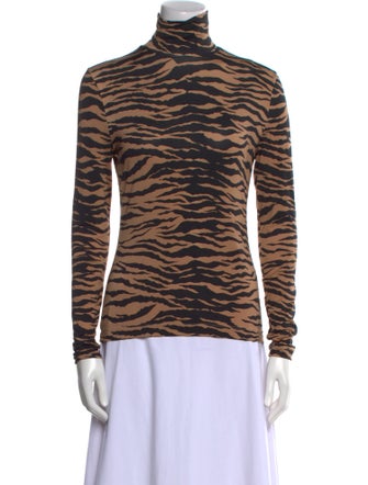 St. John Animal Print Turtleneck Top