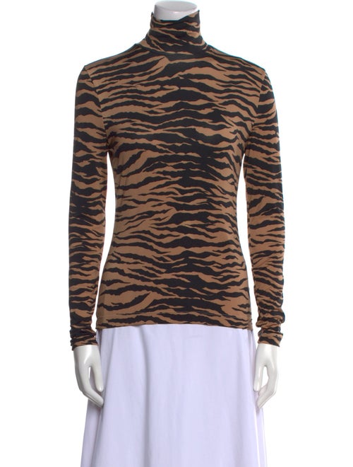 St. John Animal Print Turtleneck Top