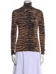 St. John Animal Print Turtleneck Top