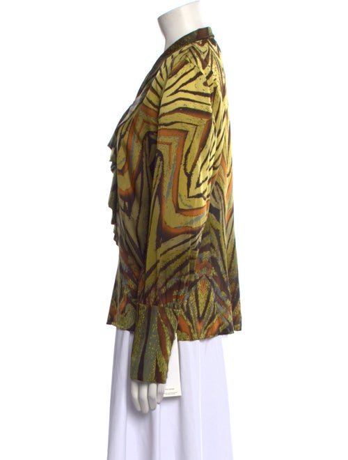 St. John Silk Printed Button-Up Top