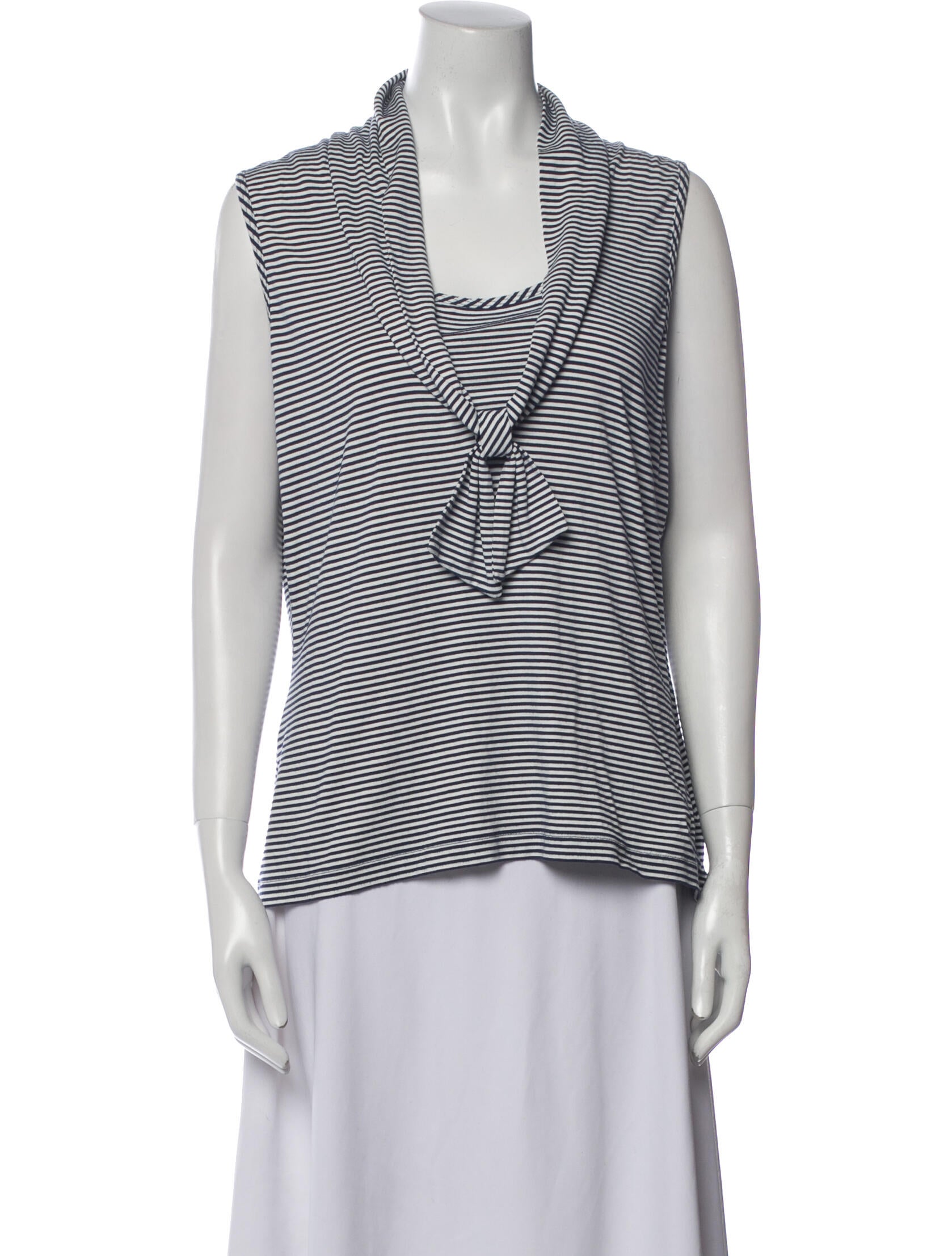 St. John Striped Cowl Neck Top