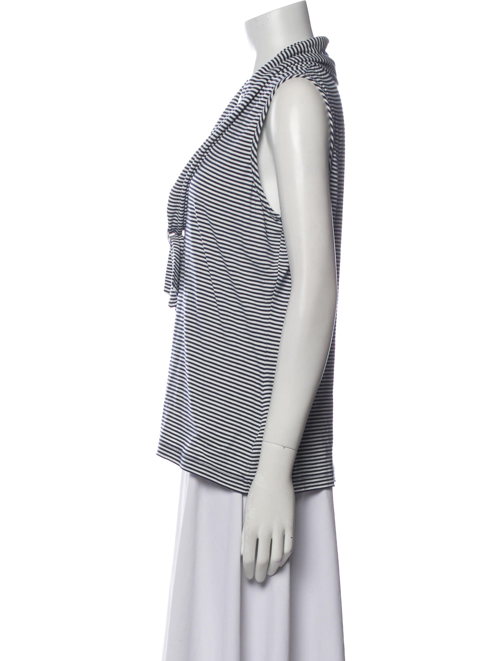 St. John Striped Cowl Neck Top