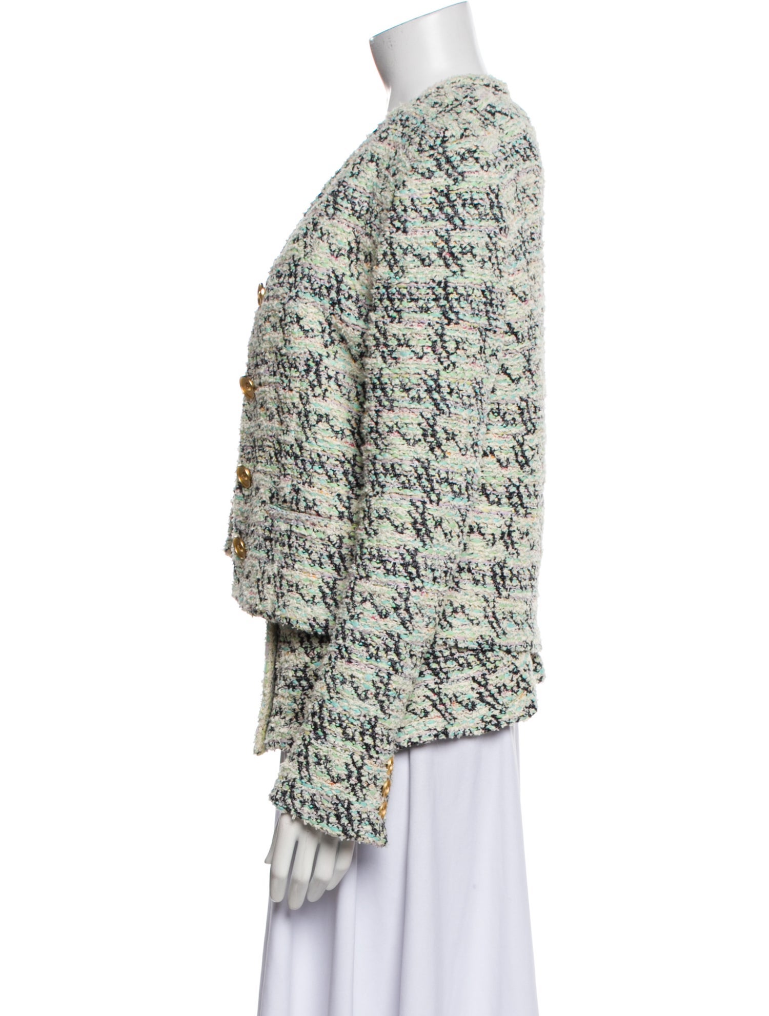 St. John Tweed Pattern Raw-Edge Trim Dress Set