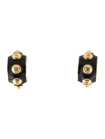 St. John Enamel Clip-On Hoop Earrings