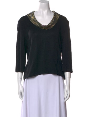 St. John Scoop Neck Three-Quarter Sleeve Top