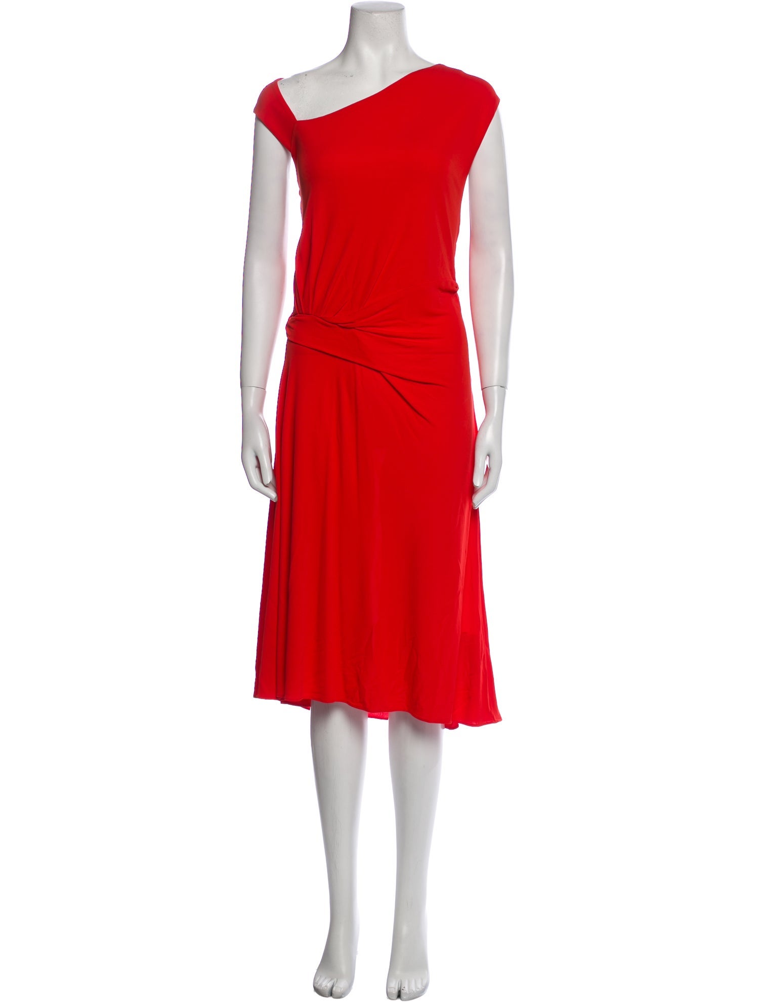 St. John One-Shoulder Midi Length Dress