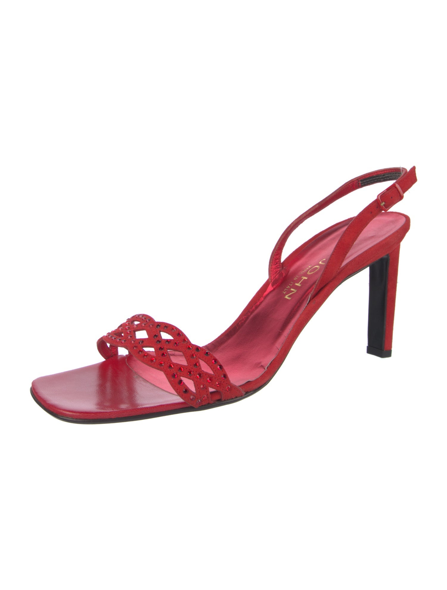 St. John Suede Crystal Embellishments Slingback Sandals