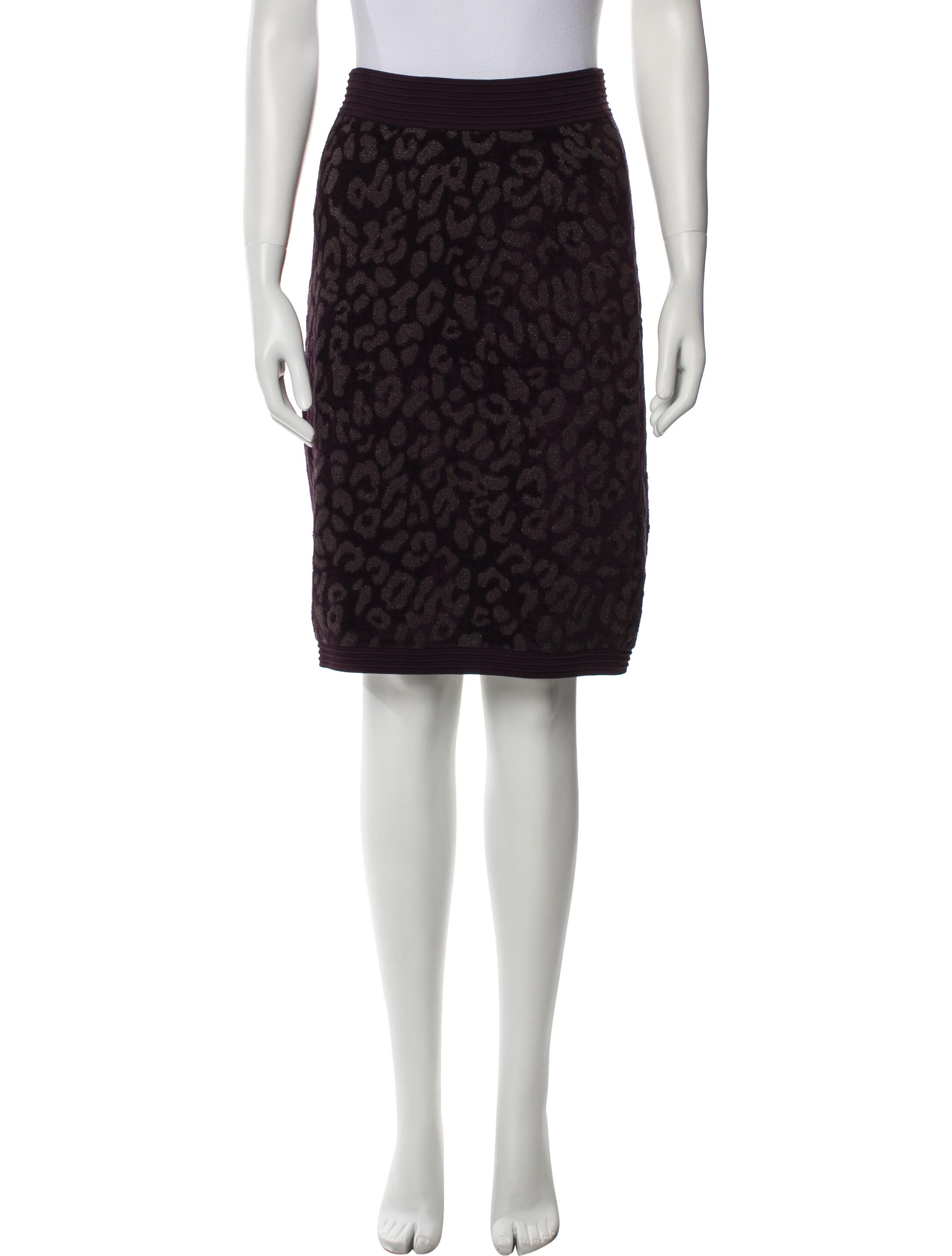 St. John Animal Print Knee-Length Skirt