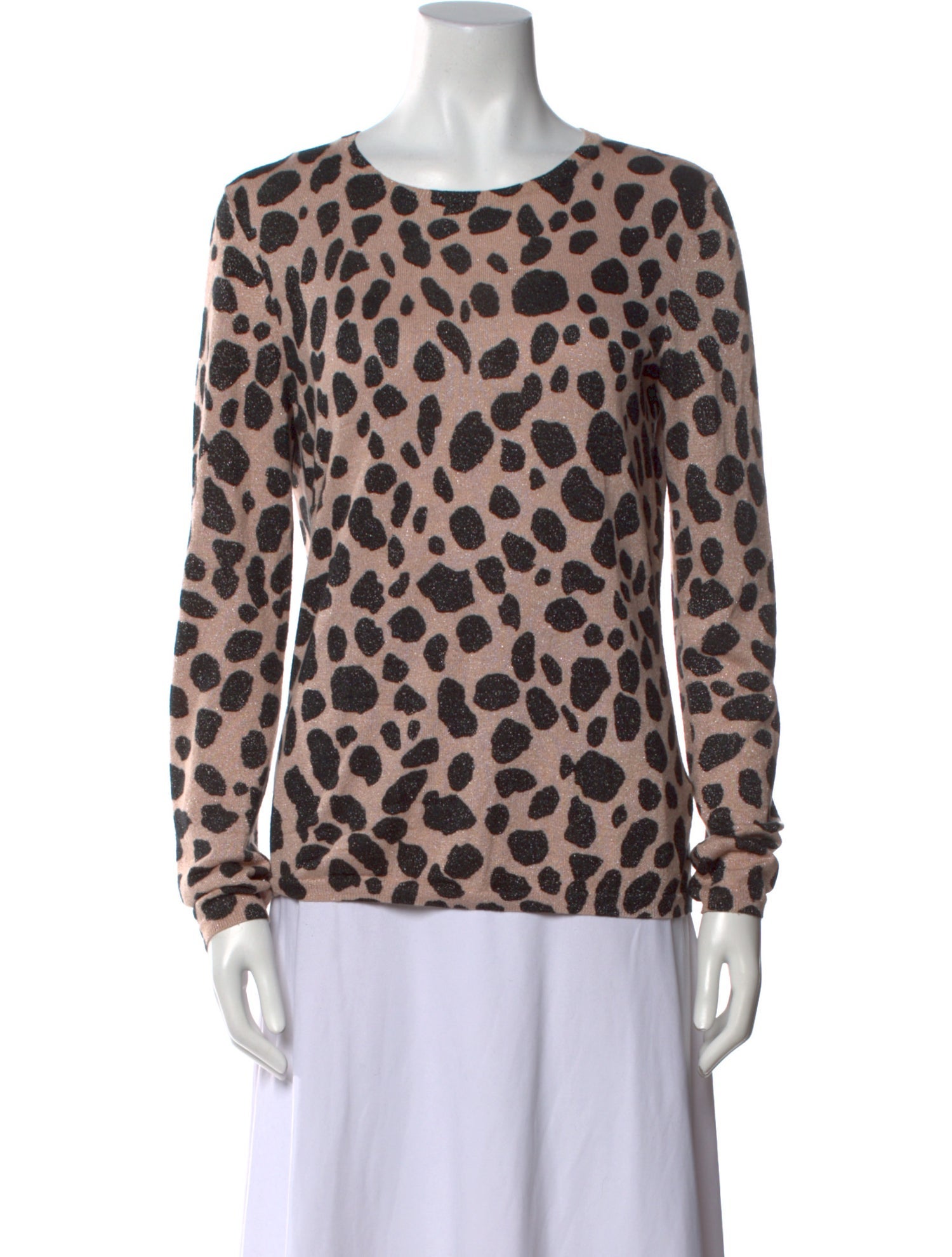 St. John Animal Print Crew Neck Sweater