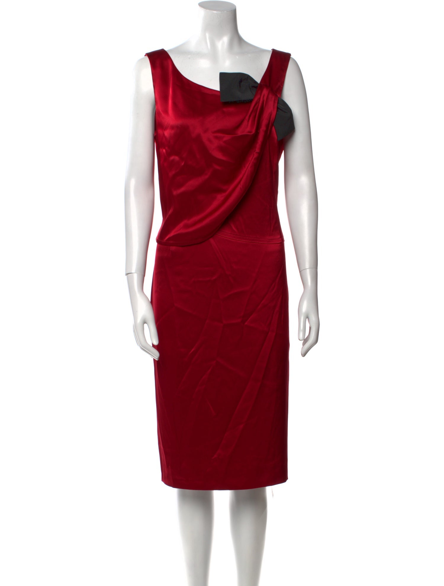 St. John Cowl Neck Knee-Length Dress