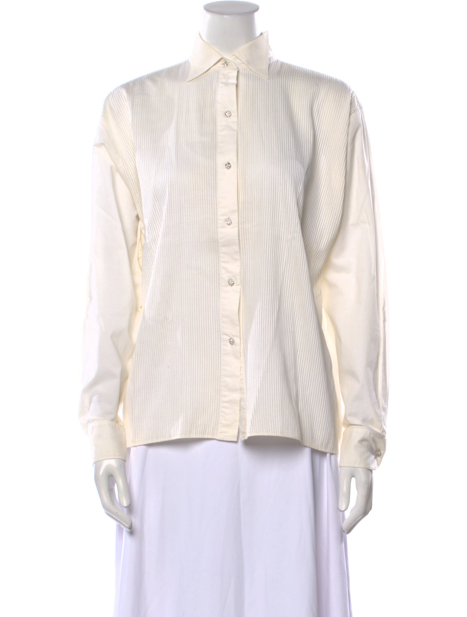 St. John Striped Long Sleeve Button-Up Top