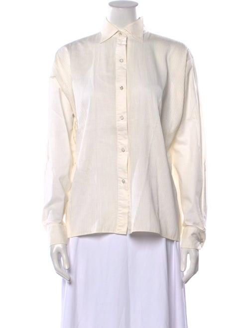 St. John Striped Long Sleeve Button-Up Top