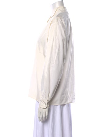 St. John Striped Long Sleeve Button-Up Top