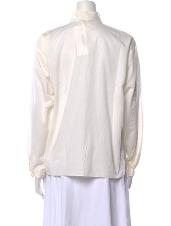 St. John Striped Long Sleeve Button-Up Top