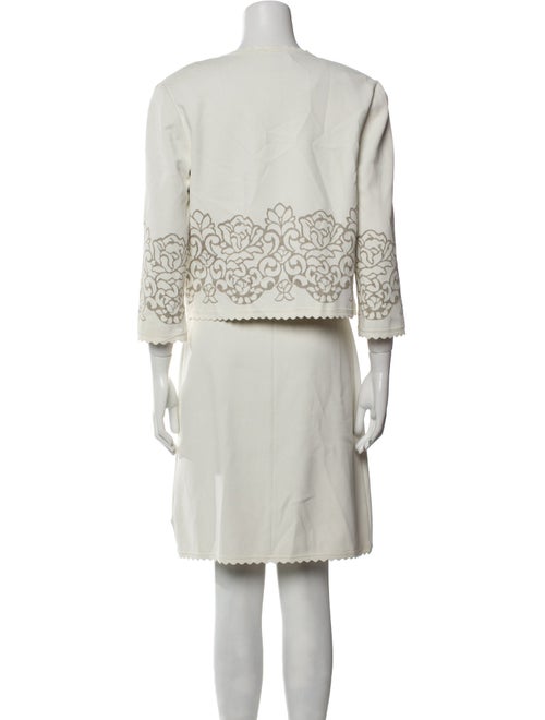 St. John Graphic Print Scalloped Accent Dress Set