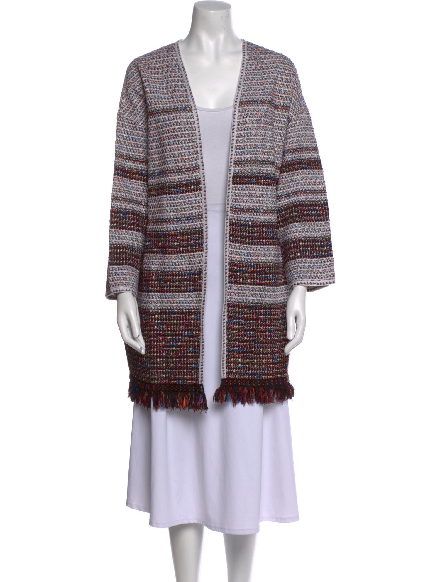 St. John Striped Open Front Sweater