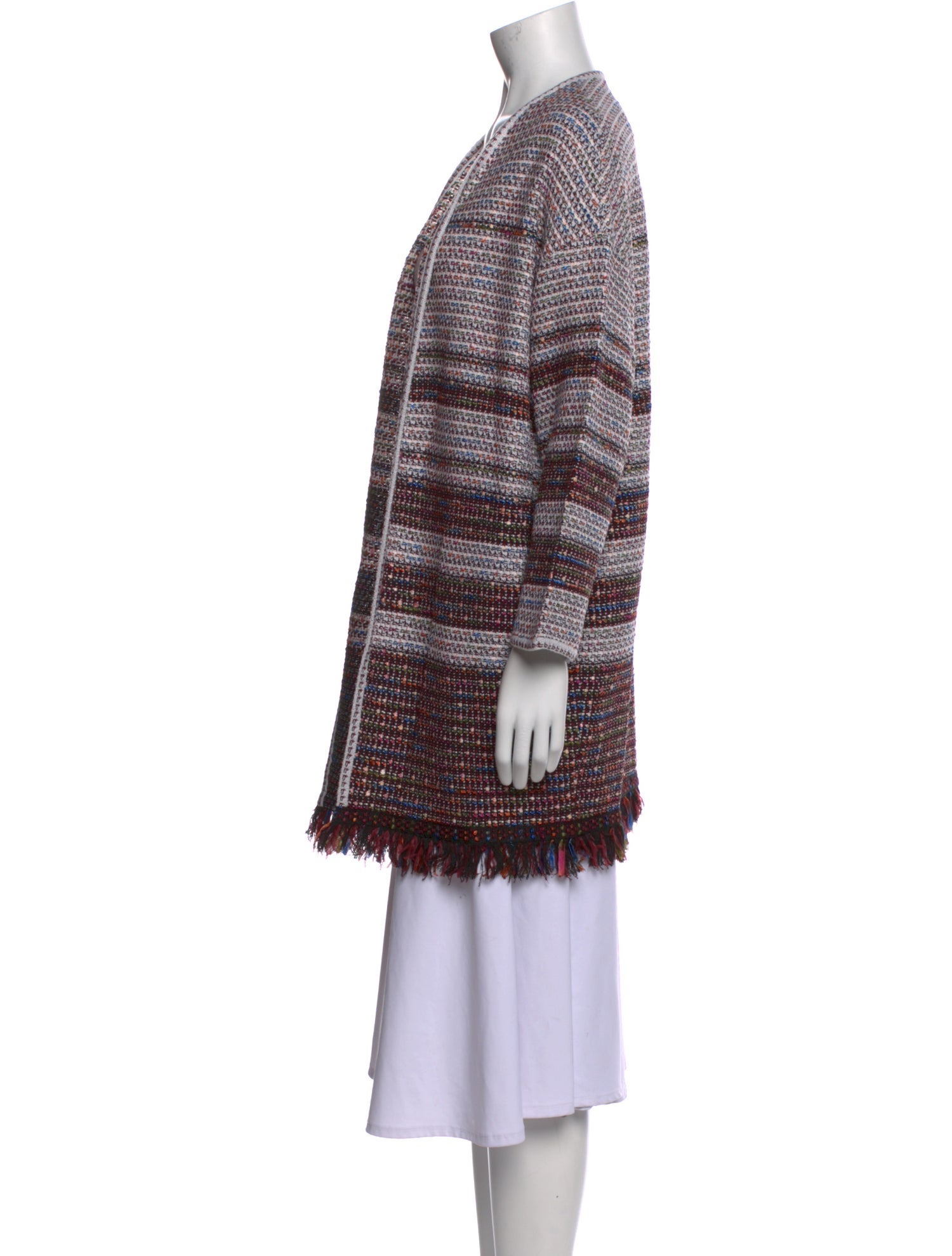 St. John Striped Open Front Sweater