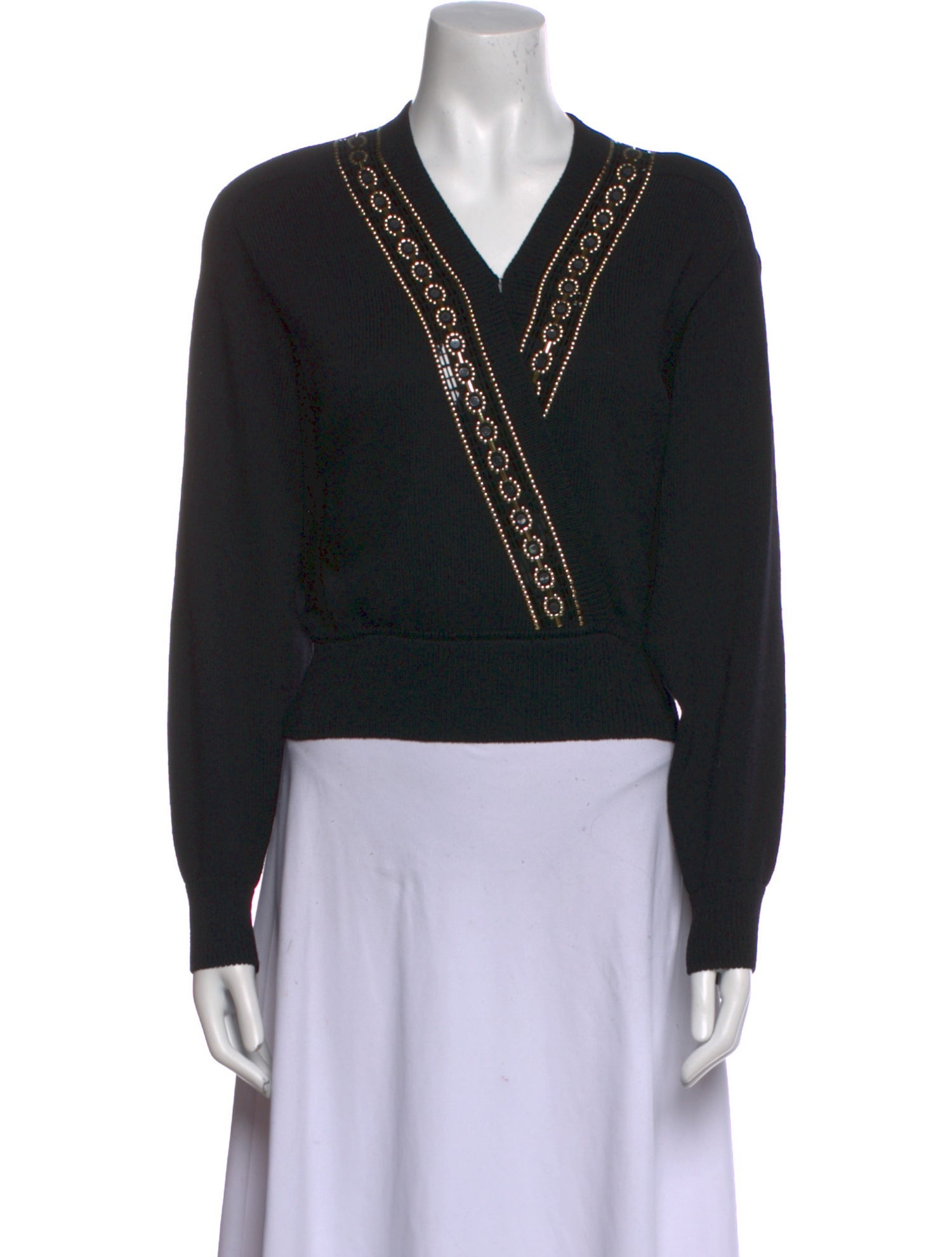 St. John V-Neck Long Sleeve Crop Top