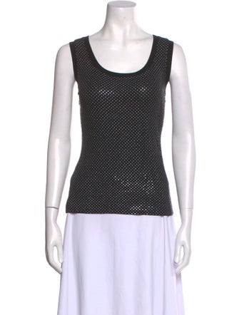 St. John Printed Scoop Neck Top