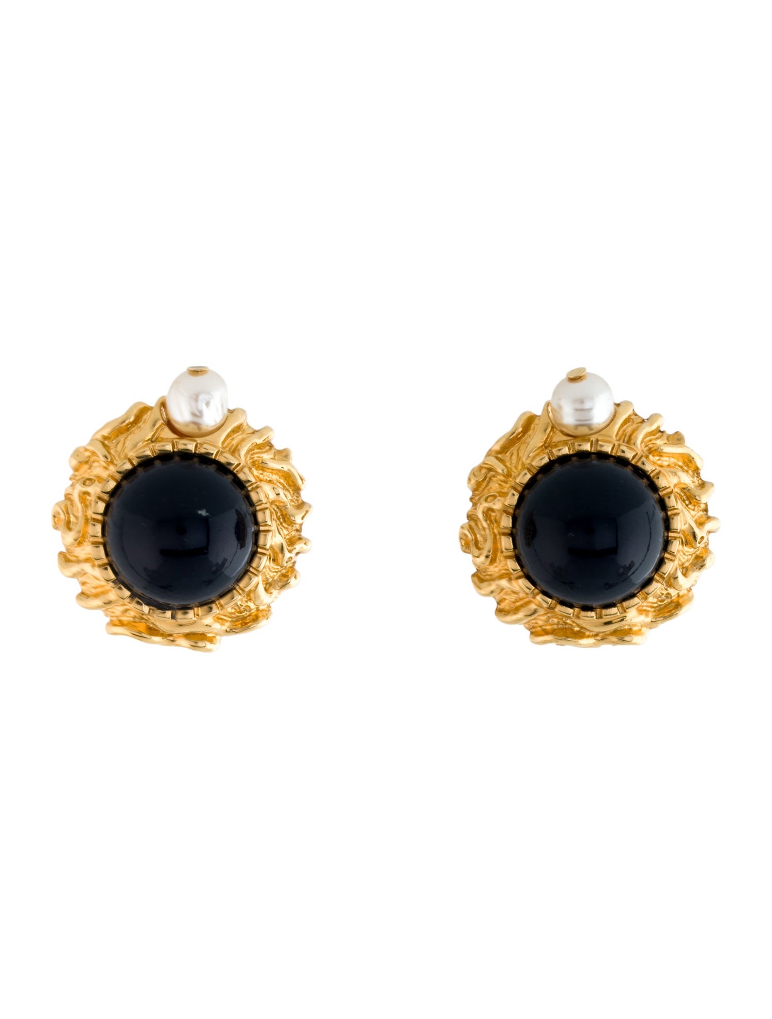 St. John Faux Pearl & Resin Clip-On Earrings