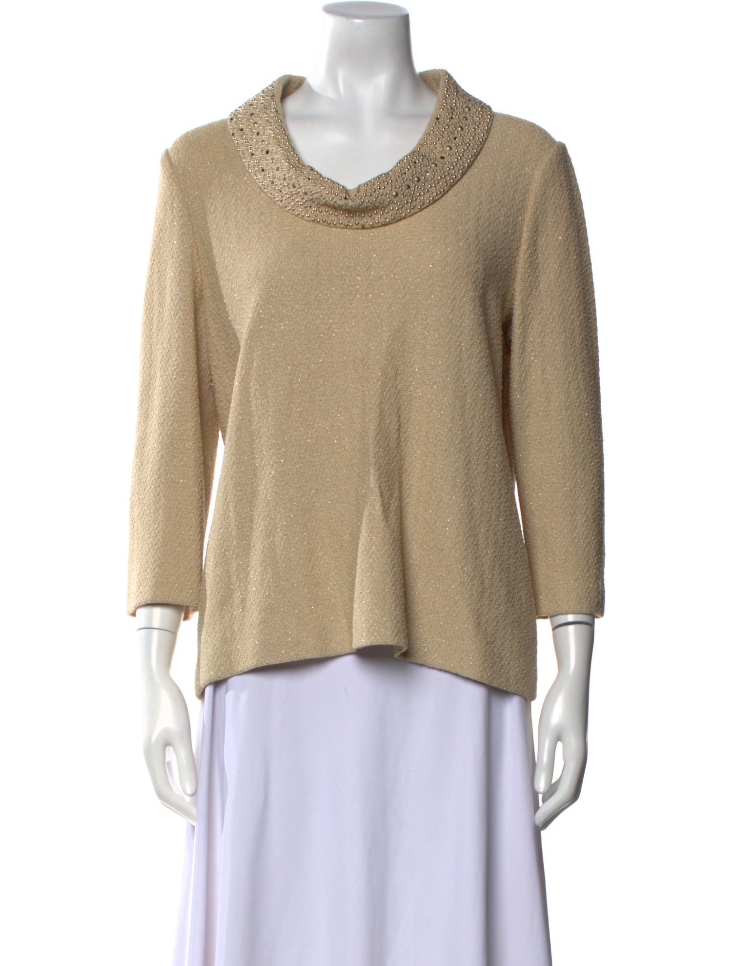 St. John Cowl Neck Three-Quarter Sleeve Top