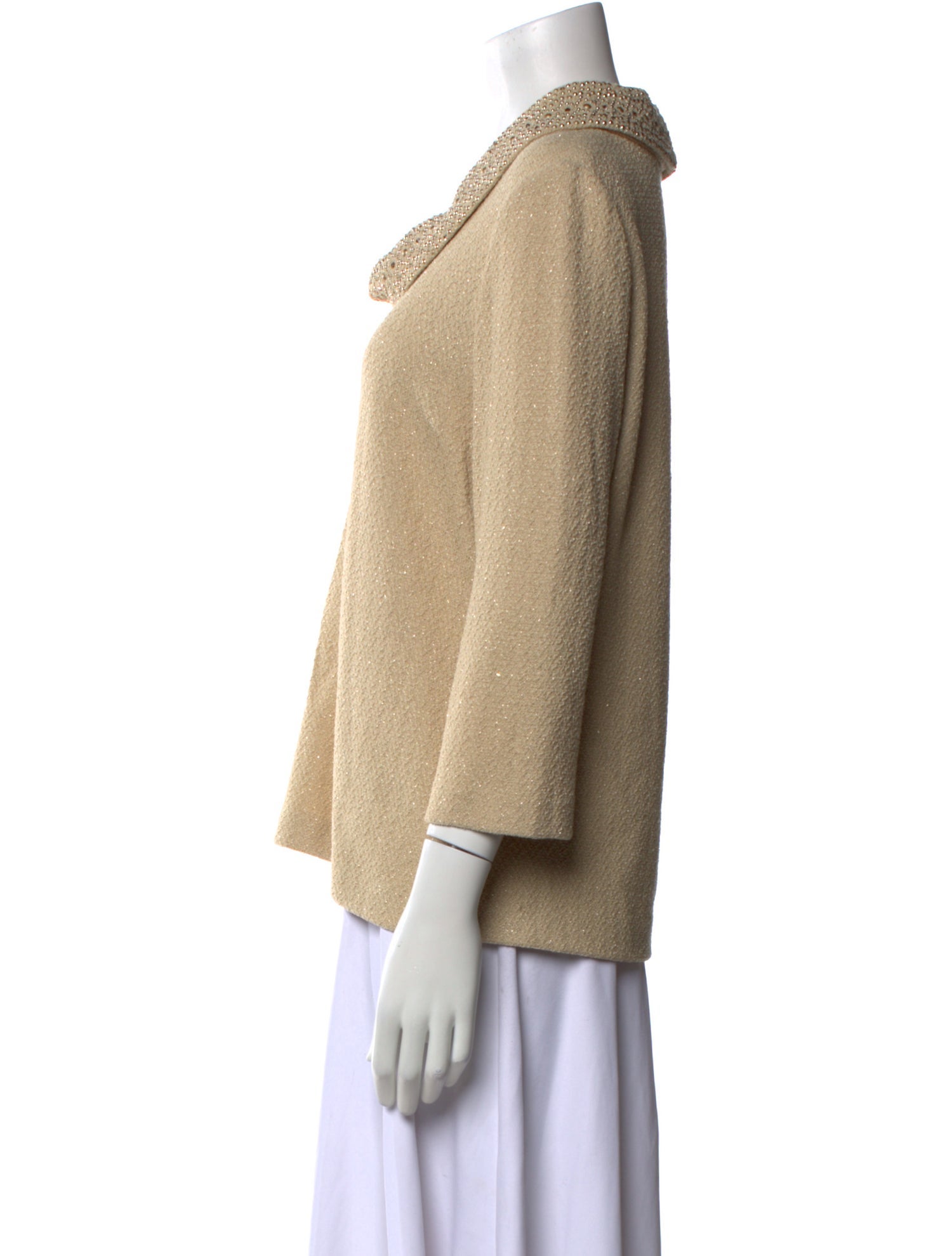 St. John Cowl Neck Three-Quarter Sleeve Top