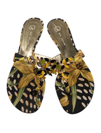 St. John Animal Print Crystal Embellishments Slides