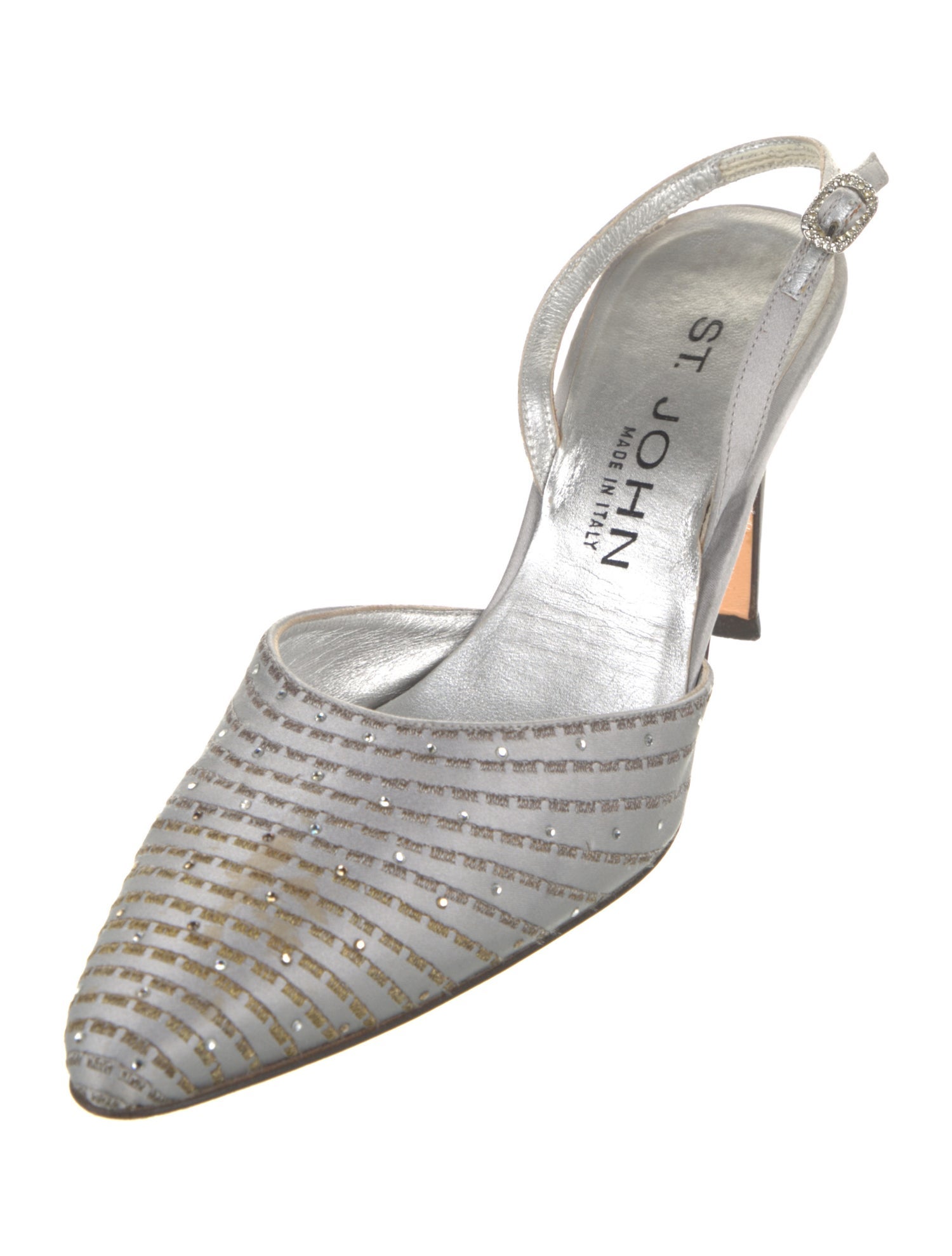 St. John Satin Striped Slingback Pumps