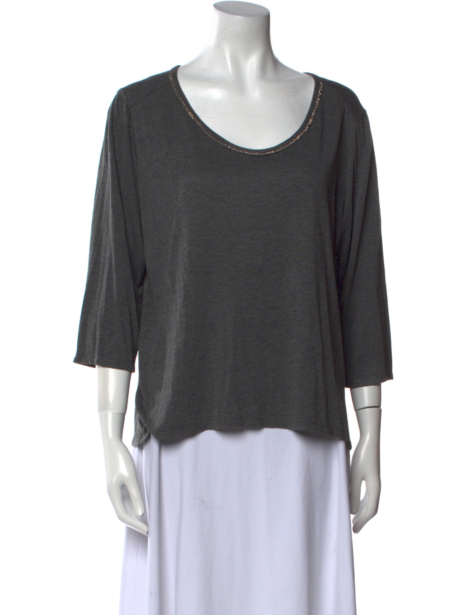 St. John Scoop Neck Three-Quarter Sleeve T-Shirt