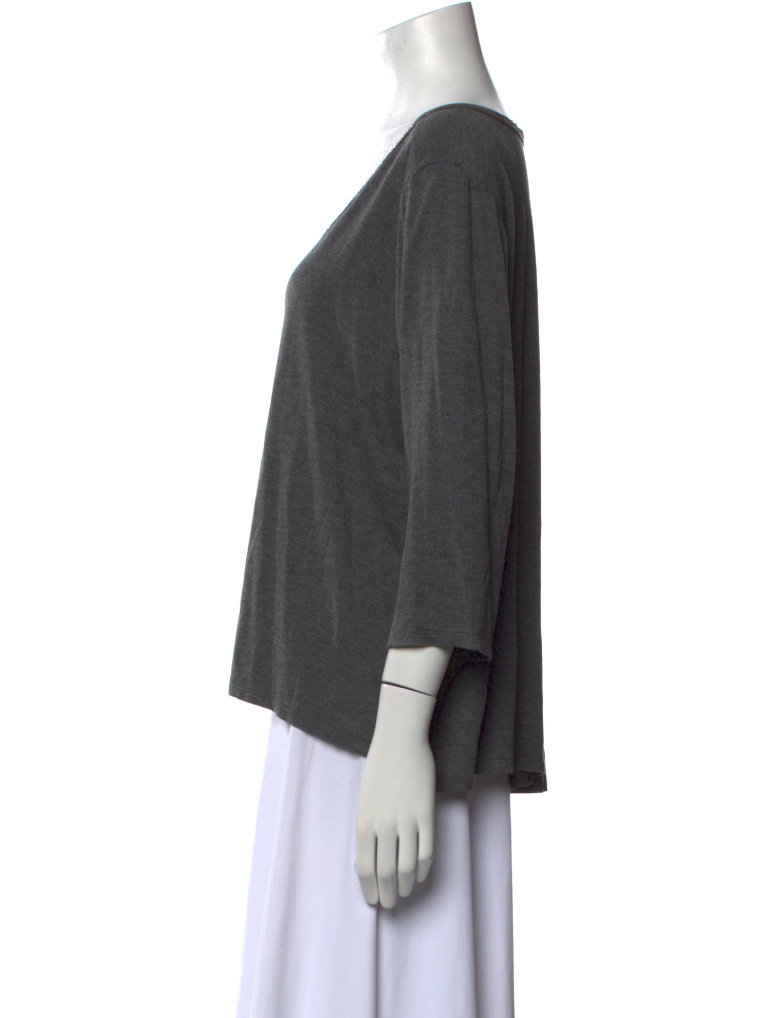 St. John Scoop Neck Three-Quarter Sleeve T-Shirt