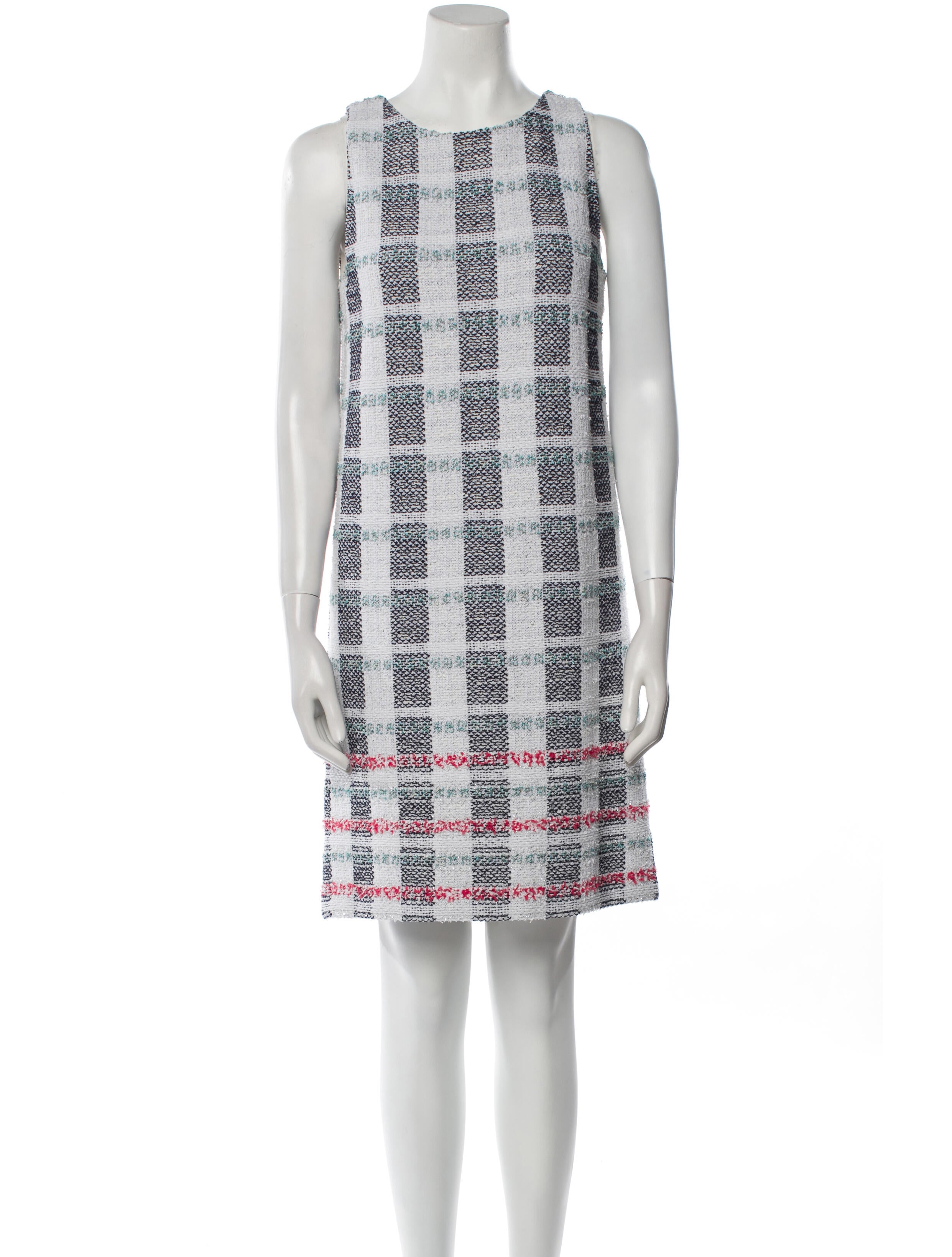 St. John Tweed Pattern Embroidered Accent Dress Set