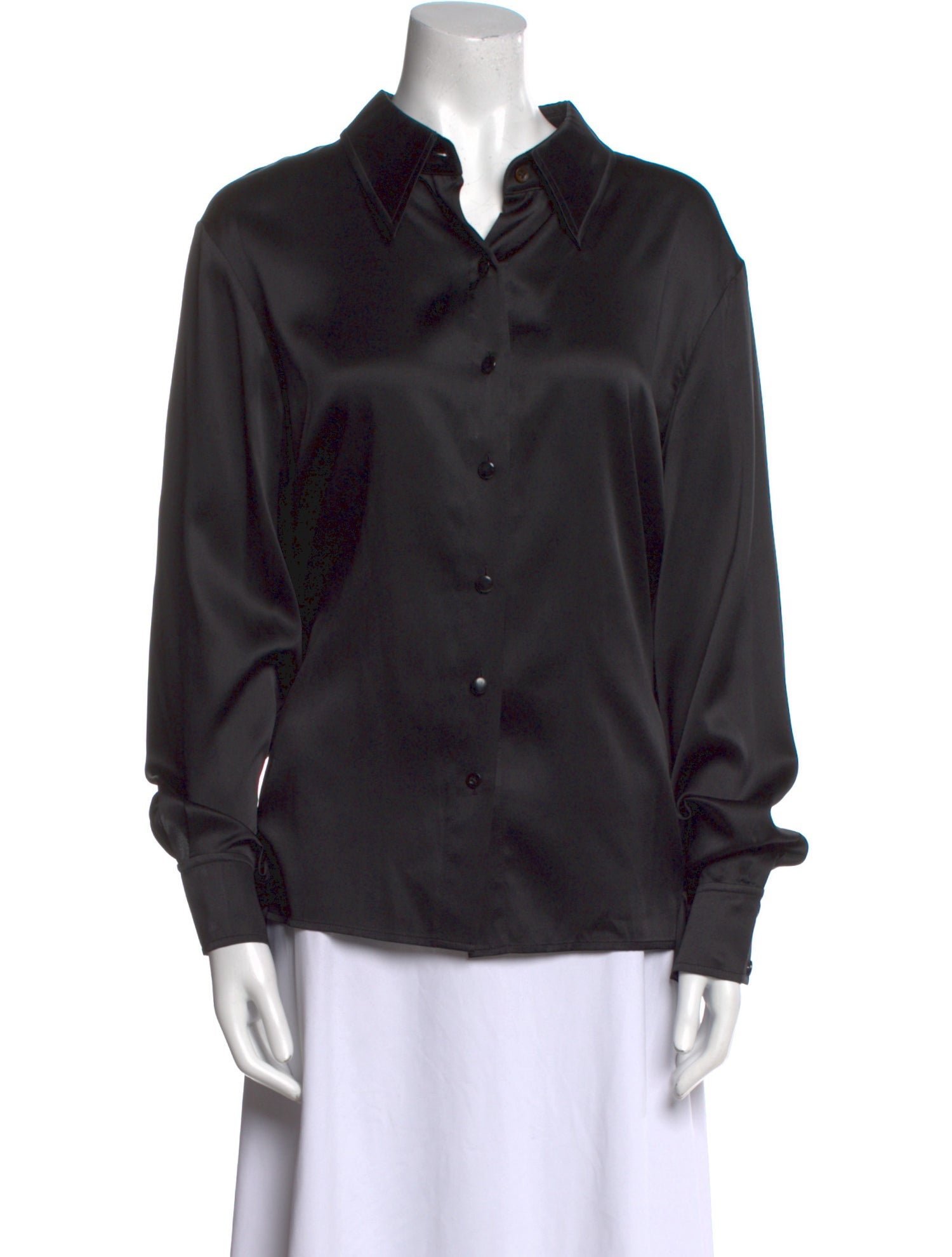 St. John Silk Long Sleeve Button-Up Top