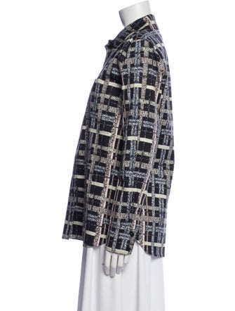 St. John Printed Long Sleeve Button-Up Top