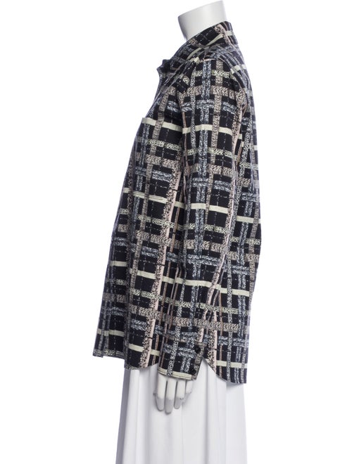 St. John Printed Long Sleeve Button-Up Top