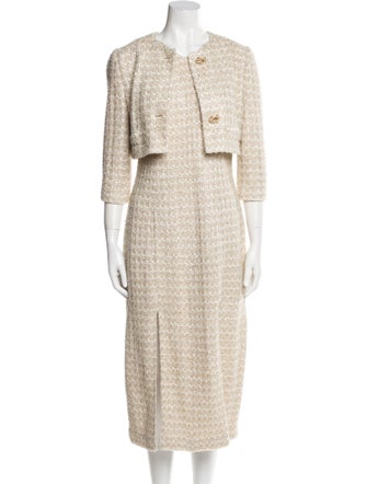 St. John Tweed Pattern Glitter Accents Dress Set