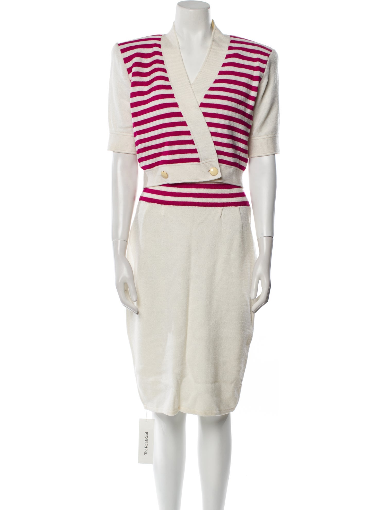 St. John Wool Striped Skirt Suit