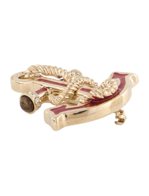 St. John Crystal & Enamel Anchor Brooch Pin