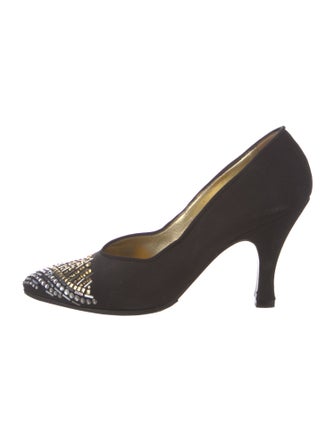 St. John Satin Crystal Embellishments Pumps