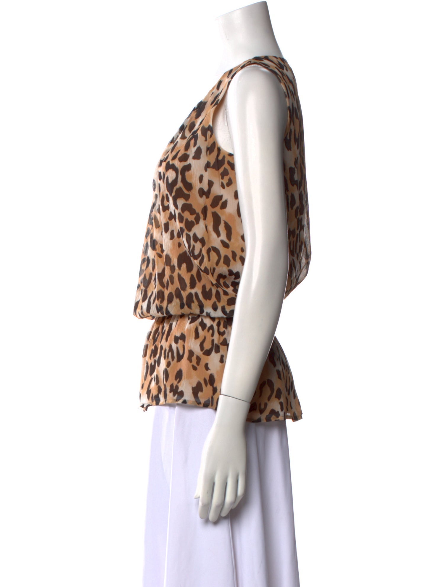 St. John Silk Animal Print Top