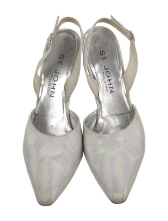 St. John Satin Printed Slingback Pumps