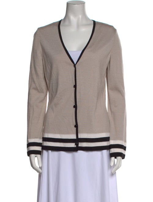 St. John Striped V-Neck Sweater