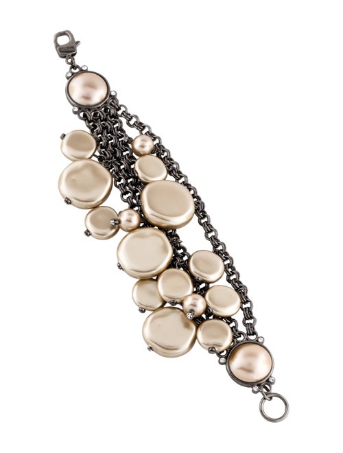 St. John Faux Pearl & Crystal Multistrand Bracelet