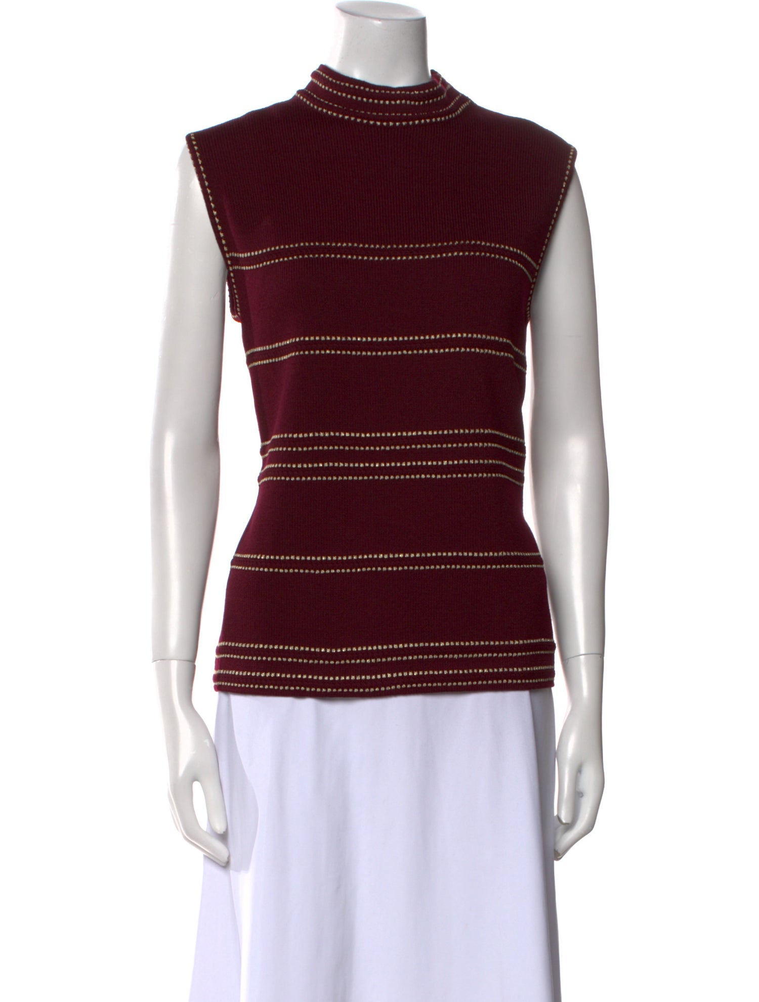 St. John Striped Mock Neck Sweater