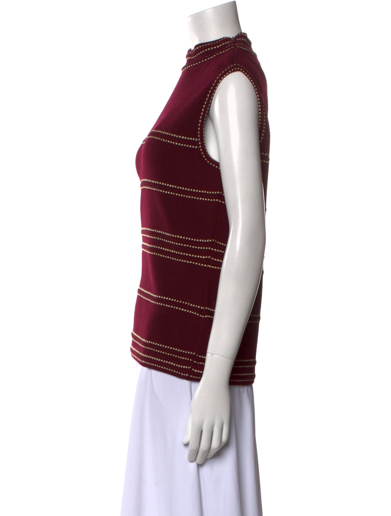 St. John Striped Mock Neck Sweater