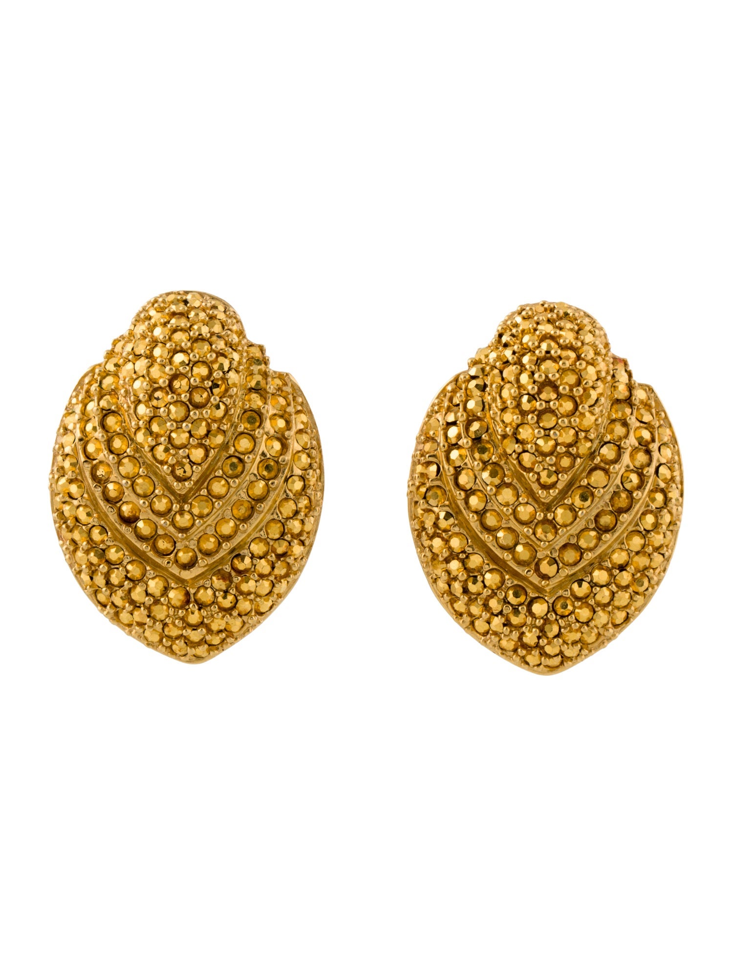 St. John Crystal Leaf Clip-On Earrings