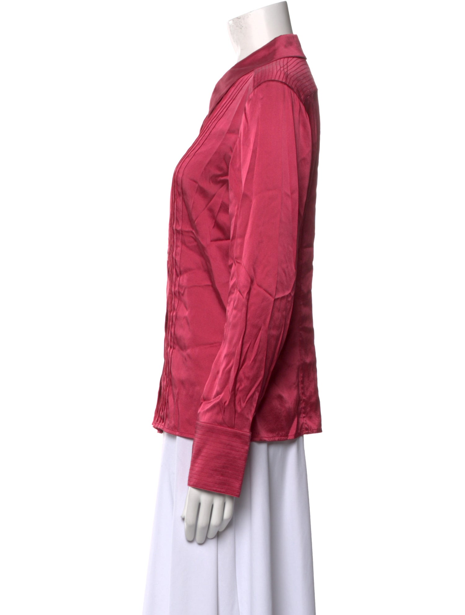 St. John Silk Long Sleeve Button-Up Top